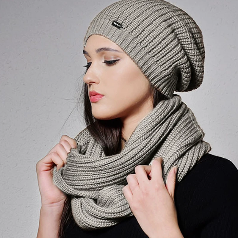 Furhabla-gorro de lana tejido para niña y mujer, conjunto de bufanda, bufanda Infinity _ AliExpress Mobile