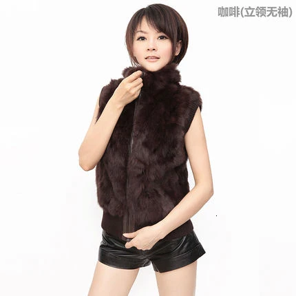 Brown stand collar Модное осеннее меховое пальто, Женское пальто из искусственного меха, короткое пальто без рукавов, новинка, черное, верблюжье, корейское зимнее пальто, женская зимняя куртка - Цвет: Brown stand collar