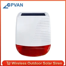 

CPVAN 110dB Wireless Outdoor Solar Siren Light Flash Strobe Waterproof Siren for Home Security Burglar WiFi 4G GSM Alarm System