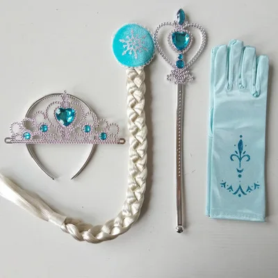 Frozen Aisha Princess Anna Jewelry Blue Set Crown Magic Wand Gloves Wig Scorpion Birthday Party Friends Children Decoration