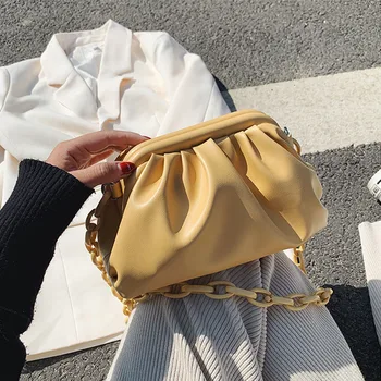 

New Chain Solid Color Shoulder Crossbody Bag For Women 2020 Lady Fashion Designer PU Leather Handbag Female Wild Messenger Bags