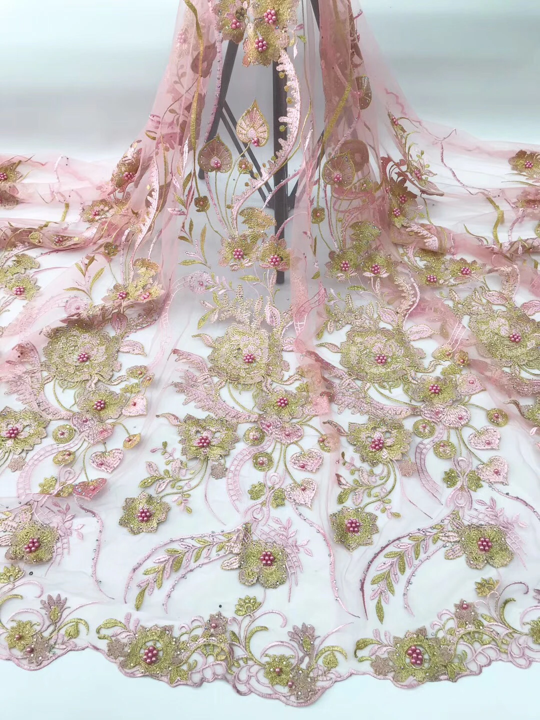 

New African Tulle Lace Fabric Flower Embroidery Women Dress Swiss Voile Lace 2019 High Quality Nigerian Lace Fabric KJL9703A