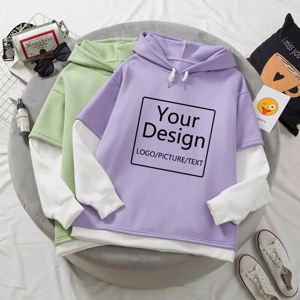 

DIY Print LOGO Design Hoodie Custom Hoodies for Women Hip Hop Streetwear Unisex Sweatshirts Solid Color Hoodie Oversized