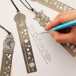 4 unids/lote de marcapáginas de Metal hueco para niños, marcador Kawaii creativo, regla para niños, regalo para estudiantes, suministros escolares, envío gratis