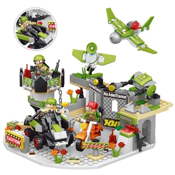 

Children Military Inserted Building Blocks Suitcase Storage Box SWAT Policed Car Assembled Educational Building Blocks Coin Bank