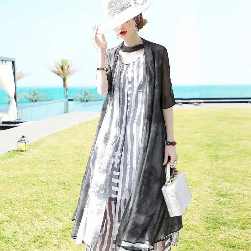 

Ozhouzhan Card Milan 2019 Summer New Style Fashion Air Conditioner Cardigan Coat Landscape Painting Long Europe And America WOME