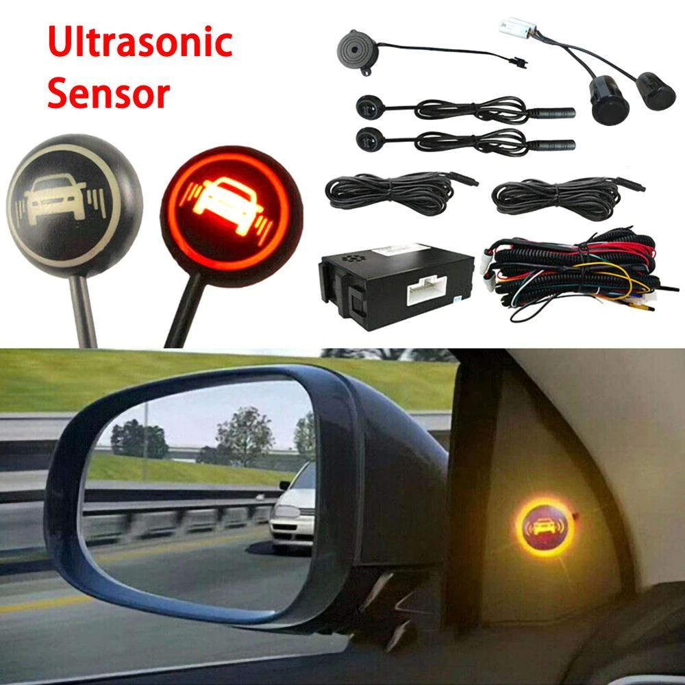 LED Car Blind Spot Monitoring System Black Ultrasonic Sensor Distance Warning 1x