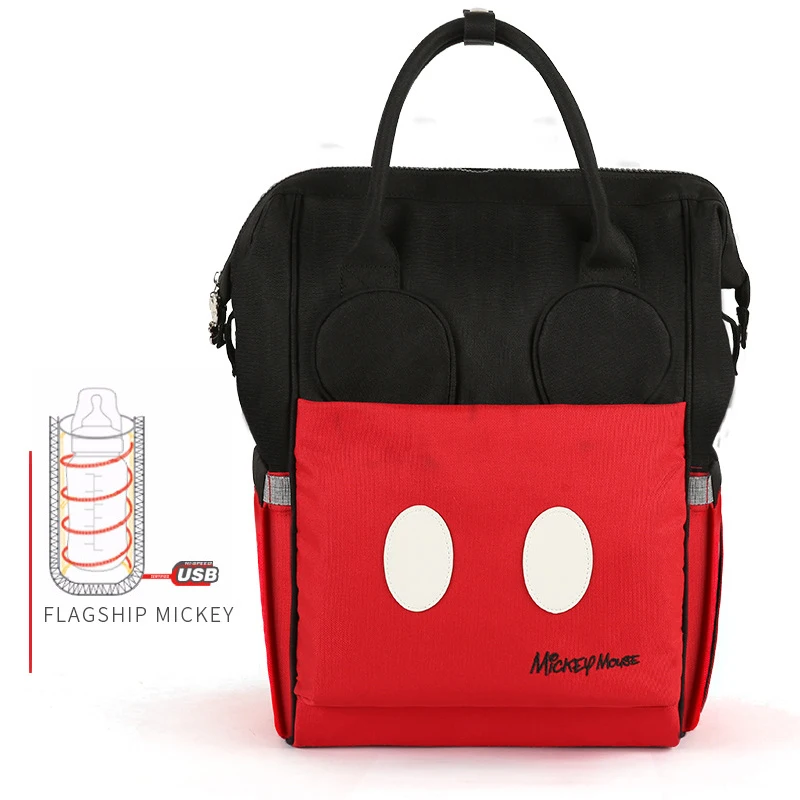 Disney Bottle Feeding Insulation Bags USB Oxford Cloth Diaper Storage Bag Backpack Fashion Waterproof Large Capacity Diaper Bags