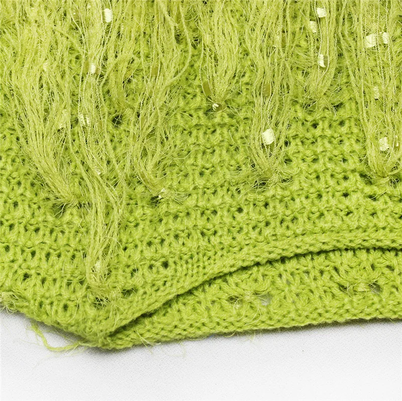 ANJAMANOR неоновая бахрома женский укороченный свитер большого размера вязаный пуловер модная одежда женские зимние топы джемпер с кисточками D48-AI33