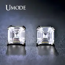 UMODE 8 мм 2.5ct прозрачные CZ серьги-гвоздики для женщин белые серьги золотого цвета модные ювелирные изделия Свадебные подарки аксессуары UE0187B