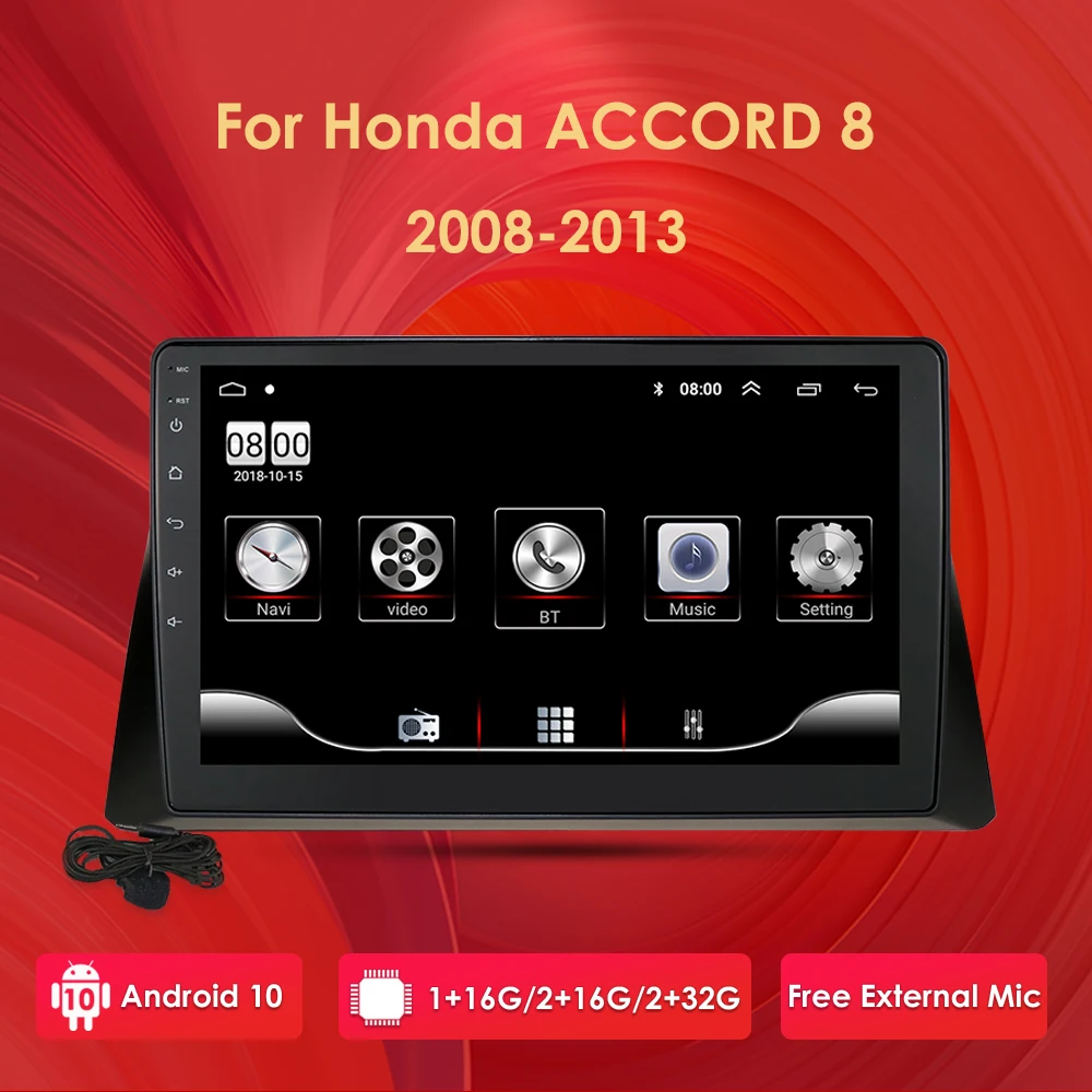 2 Гб ОЗУ 32 ПЗУ Android 10 1 ''Автомагнитола мультимедиа без DVD плеера для Honda Accord 8 2008