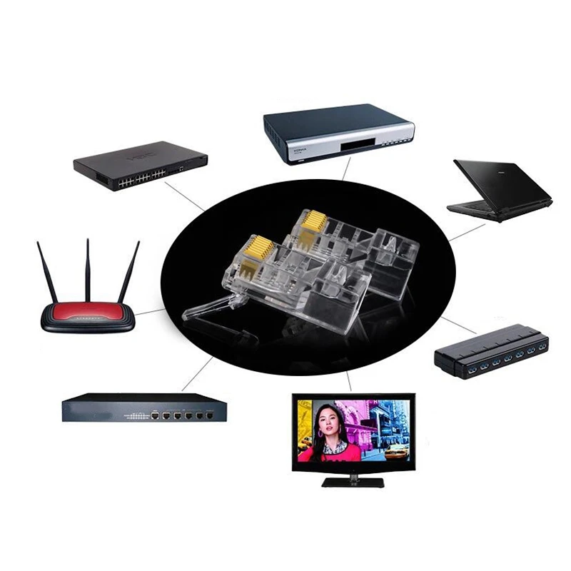 100 шт. Cat6 FTP RJ45 8P8C экранированный модульный разъем кабеля Ethernet разъем сетевого кабеля 8-Pin