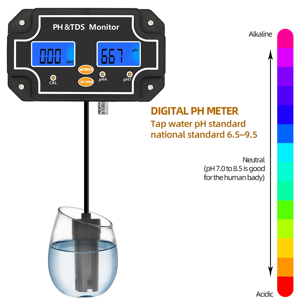 2 in 1 PH TDS Tester PH/TDS-2683 Water Quality Tester TDS Meter Waterproof Double Display Tester for Aquarium Pool Spa 40%OFF