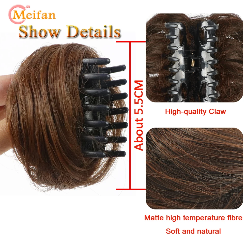 MEIFAN 합성 클로 Chignon 머리 활 작은 머리 롤빵 도넛 지저분한 Scrunchies 여성용 포니 테일 확장 감싸기