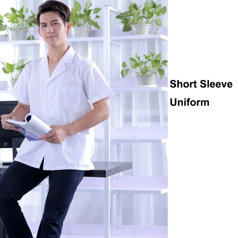 Koop Gratis Logo Print Medische Uniformen Arts Witte Jassen Scrubs Medische Uniformen Vrouwen Verpleegkundige Werkkleding Vrouwen of Mannen Beschermen Lab gown