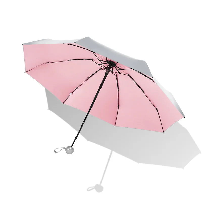 Pink Mini UV Umbrella Pocket Parasol Coating Sunshine Solid Outdoor Sunscreen Silver Ladies | Дом и сад
