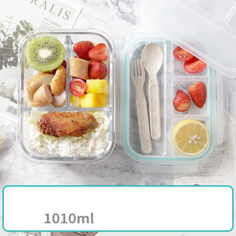 Ланч-бокс для детей стеклянный микроволновый Bento box контейнер для еды и отсек для хранения школы герметичный кухонный с подогревом