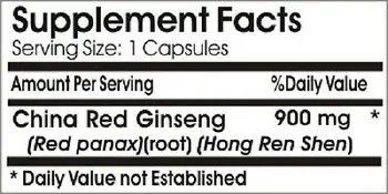 

China Red Ginseng (Hong Ren Shen) 900mg /Made USA