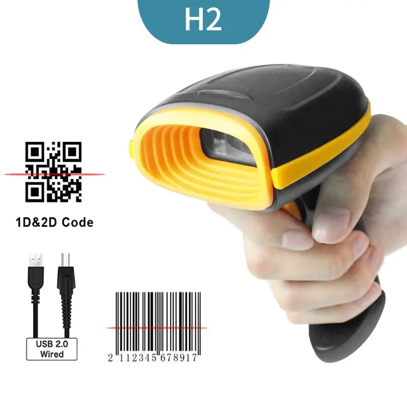 business card scanner HIW Handheld 2D Wirelress Barcode Scanner And H2WB Bluetooth 1D/2D QR Code Reader for IOS Android Ipad Computer fast scanner