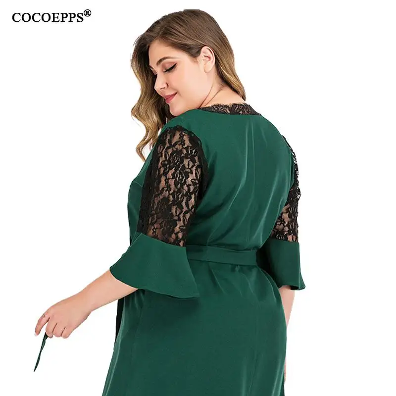 4XL кружевное лоскутное длинное платье вечернее платье макси Весна Лето Женское платье большого размера элегантное платье с рукавом до локтя размера плюс