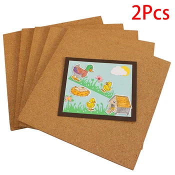 

2 Pcs Home Decoration Photo Wall Multifunction Message Cork Board Removable Background DIY Self Adhesive Square Office Bulletin