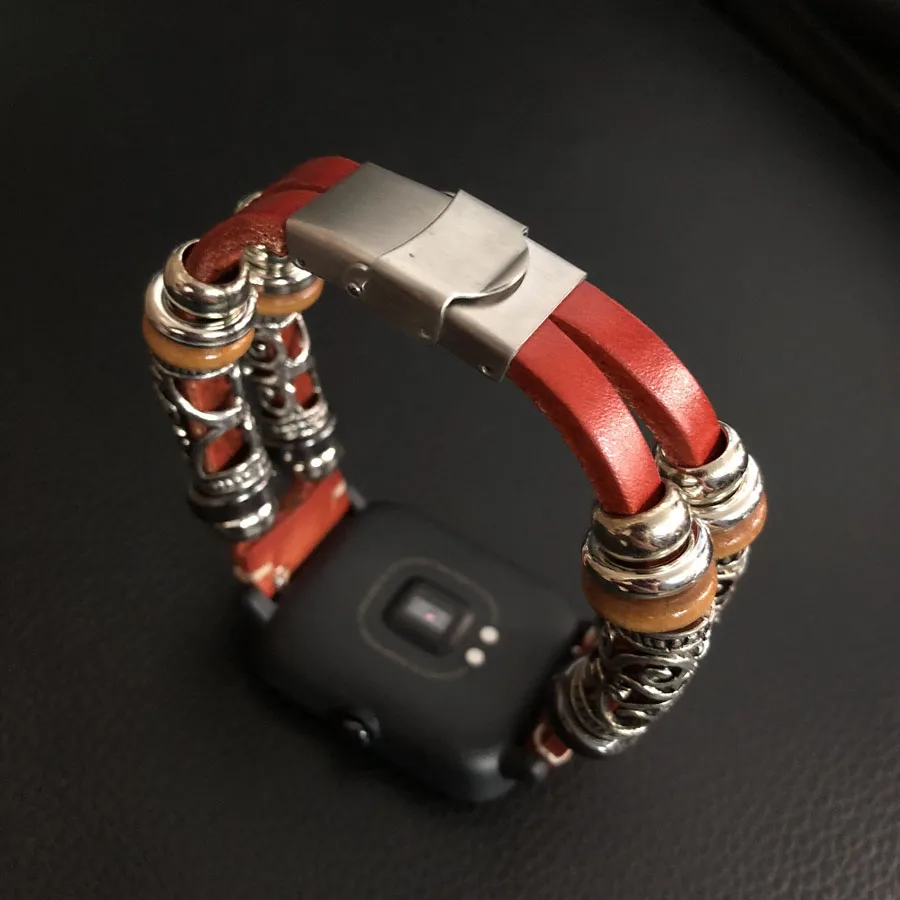Для Amazfit Bip ремешок кожаный винтажный браслет для samsung Galaxy часы Активный ремешок для часов аксессуары