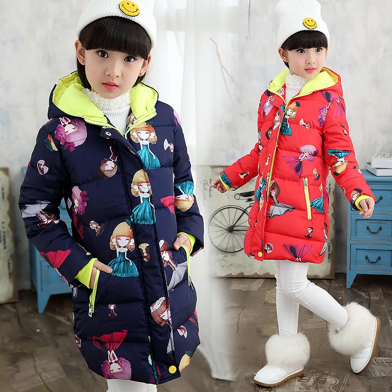 

2019 Winter New Style Girls Padded Cotton Clothes Korean-style Big Boy Children Little Girl Mid-length Thick Hooded Cotton Coat