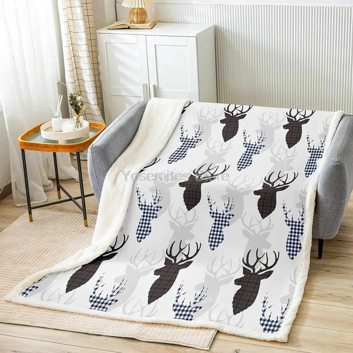 

Castle Fairy Lodge Cabin Rustic Print Sherpa Fleece Blanket Elk Animals Farmhouse Style Throw Blanket Kids Teens Adults,Classic