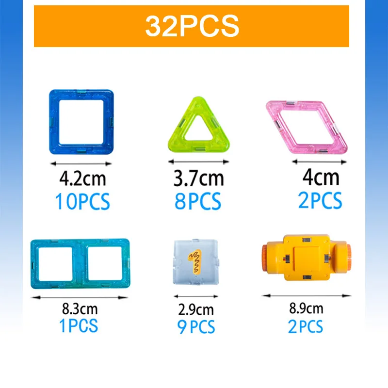 Мини размер Магнитный конструктор Набор для строительства модель и строительные игрушки магниты магнитные блоки Развивающие игрушки для детей подарок - Цвет: SWJ007-32-N