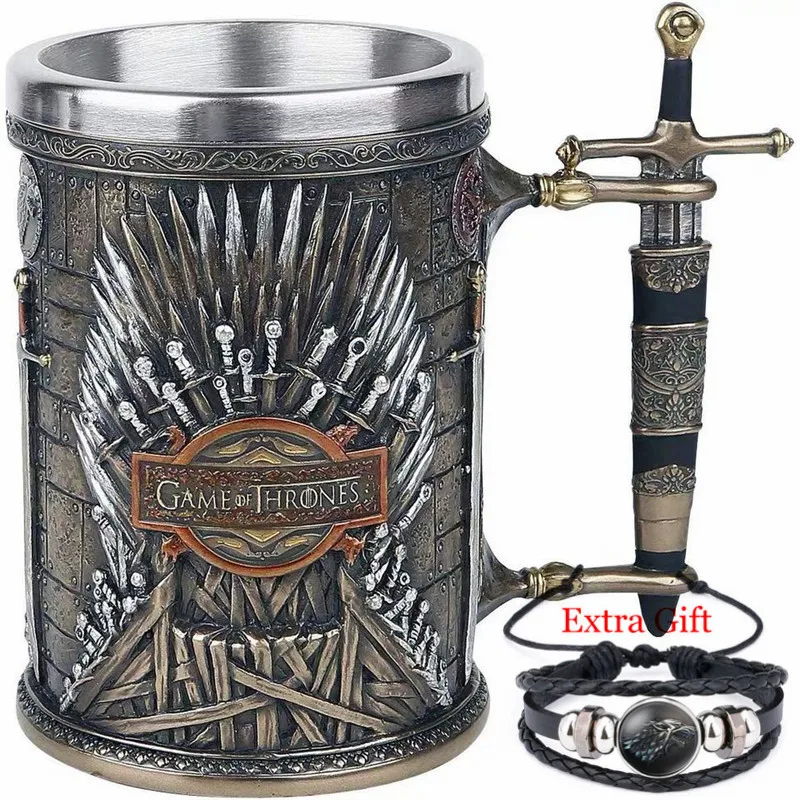 

Game Of Throns Iron Throne Tankard Stainless Steel Resin Cups The Seven Kingdoms 3D Medieval Beer Mug Sword