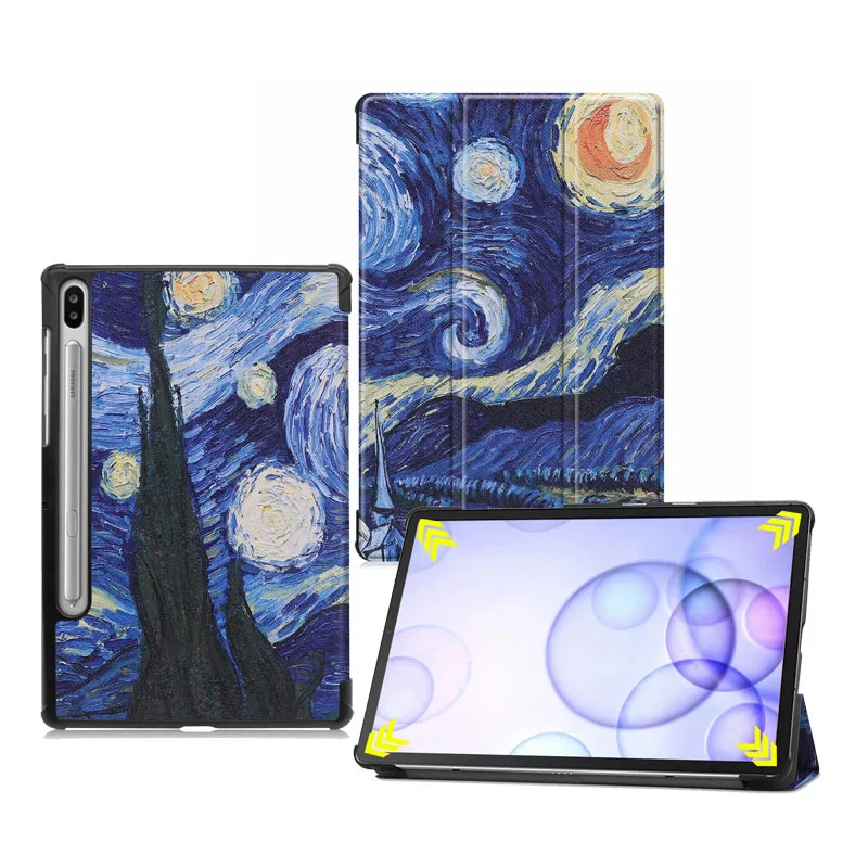 Для Samsung Galaxy Tab S6 10,5 принт из полиуретана формата Фолио крышка SM-T860 T865 тонкий роскошный чехол-книжка 30 шт./лот