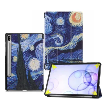 

For Samsung Galaxy Tab S6 10.5 2019 Print PU Folio Cover SM-T860 T865 Slim Luxury Stand Case 30PCS/Lot