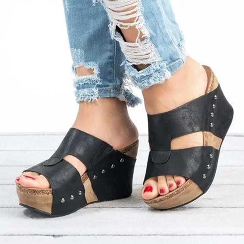 

Women Sandals Peep Toe Wedges Shoes For Women Flip Flops Plus Size Platform Sandals Summer Chaussures Femme High Heels Sandals