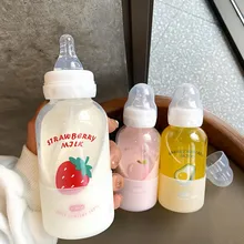 COZINESS botella de agua con estampado de frutas y dibujos animados para bebé, taza creativa portátil de paja de viaje, 300ml, gran oferta