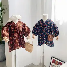 Платье с принтом в Корейском стиле для девочек модные весенние платья для девочек 1-7 лет, HJ713