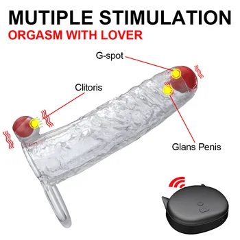 Reusable Penis Enlargement Condoms Vibrating Dick Sleeve Extender Delayed Ejaculation Penis Attachment Erection Sex Toys For Men 4