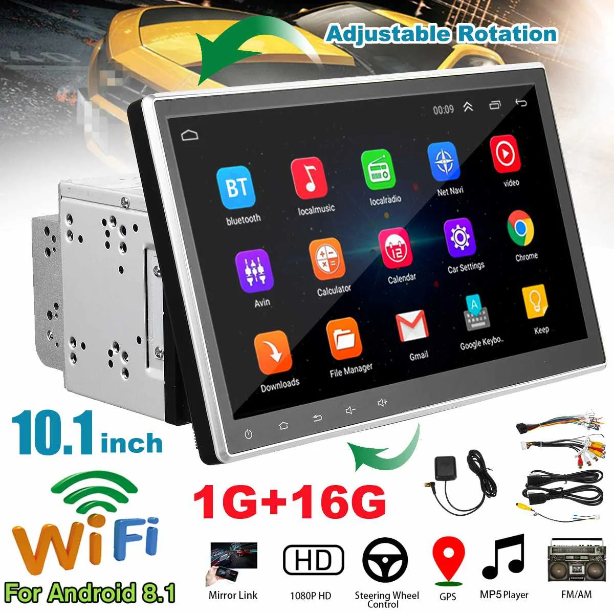 Автомобильное радио 10 дюймов 2 Din bluetooth плеер навигация Android 8 1 16 Гб