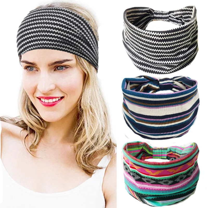 Buena Compra Diademas de Yoga para correr para mujer, bandanas anchas de algodón, diadema elástica, gran oferta accesorios para el pelo turbante, 1 unidad AANa0K1k3