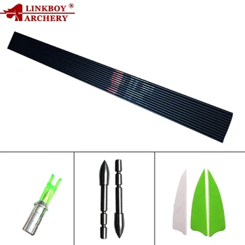 

6pcs Linkboy Archery Pure Carbon Arrows Shaft 3inch Plastic Vanes S Nock 80gr Point Tips for Recurve Bow Shooting