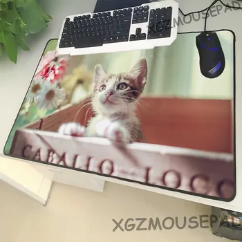 

XGZ Animal Large Size Black Mouse Pad Lock Side Cute Kitten Laptop PC Desk Mat Cat Printing Rubber Non-slip Universal Type
