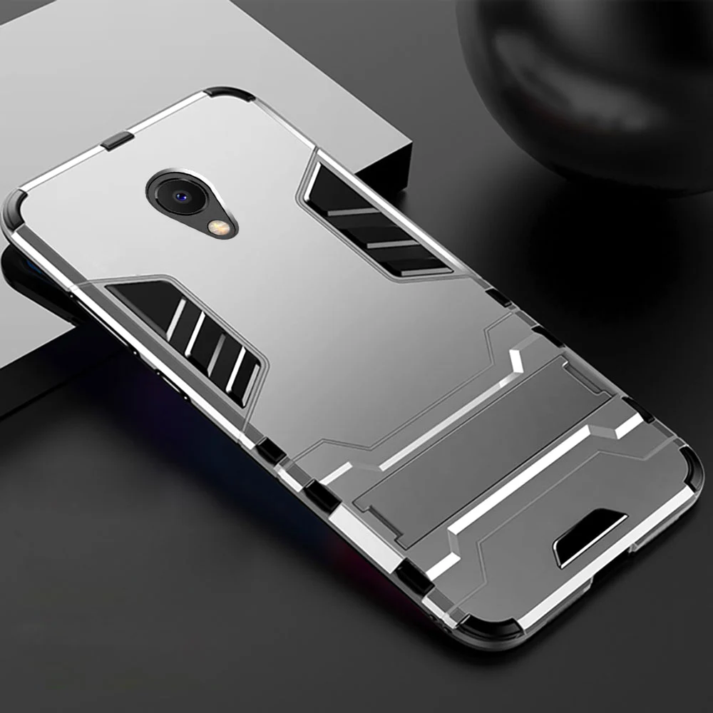Meizu M5C A5 MX5 M5S MX6 Чехол случае гладить Панцири чехол на телефон стенд держатель заднюю крышку M3 M5 M6 Примечание m3S U10 U20 Pro 5 6 чехол - Цвет: silver