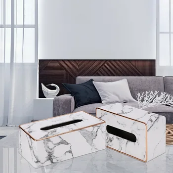 

Imitation Marble Pattern Leather Tissue Box Desktop Napkin Towel Holder Tissue Case Antique Ice Crack Paper Storage Box ZH266