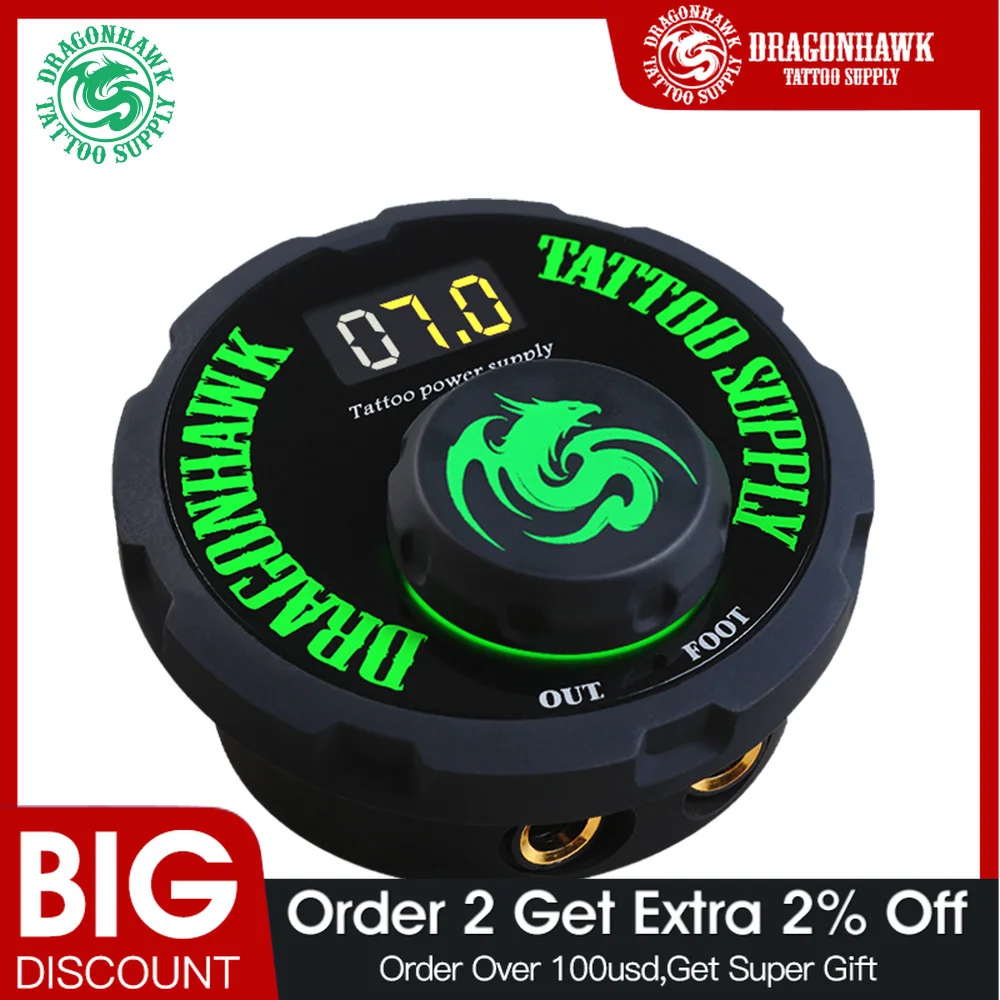 Топ круглая Татуировка мощность Dragonhawk LCD двойной татуировки машина пистолет