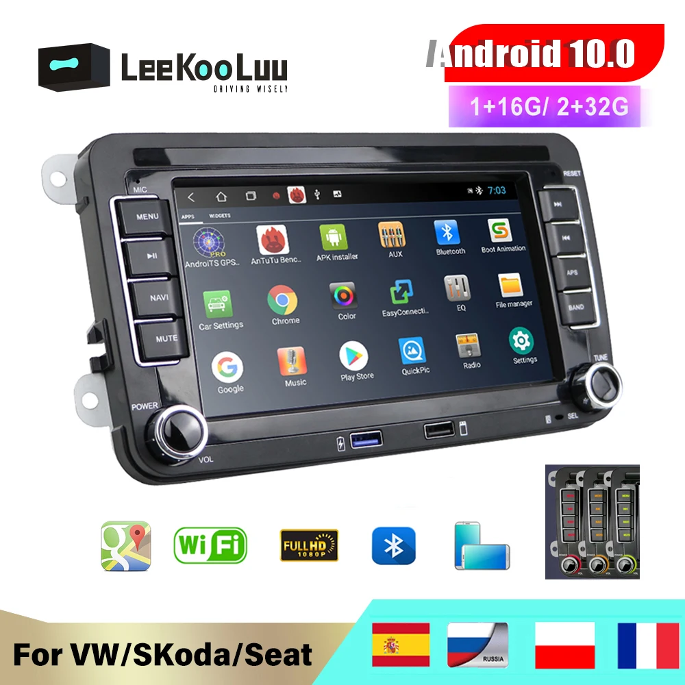 Автомагнитола LeeKooLuu 2 Din GPS навигация для VW Golf 5 6 Jetta MK5 MK6 Tiguan CC Polo Passat Android