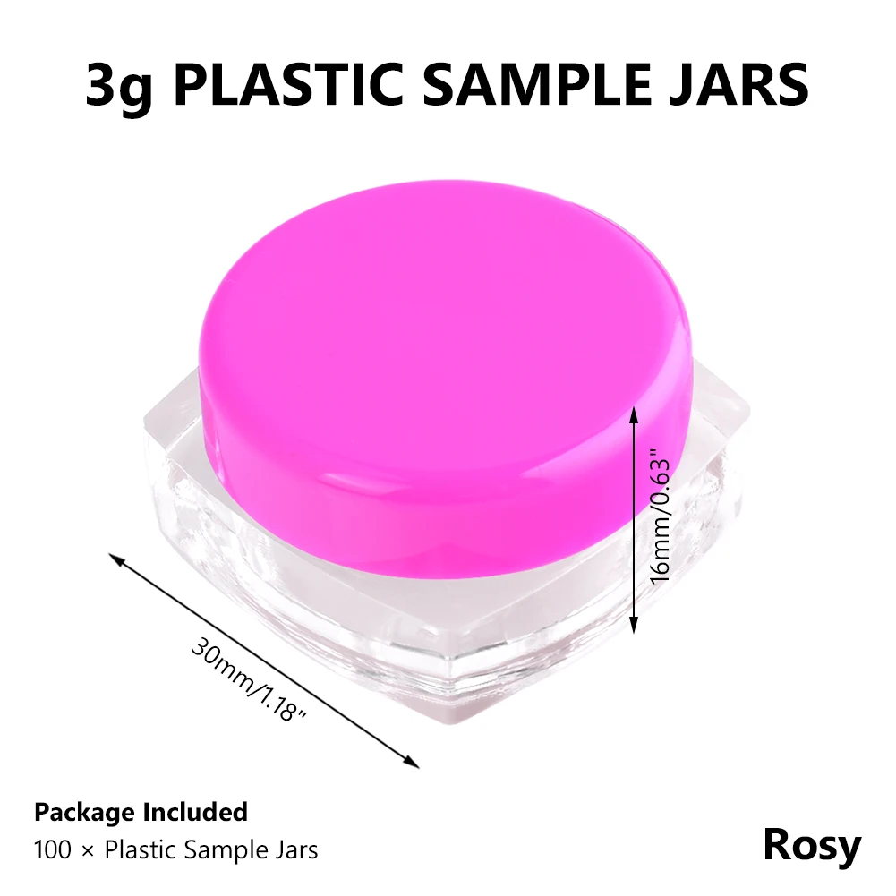 100 шт 3 г/5 г пустая квадратная Нижняя банка для образцов, контейнер для пробирок для макияжа, косметический крем для лица, пигмент, дизайн ногтей, креативный подарок - Цвет: 3g Rosy
