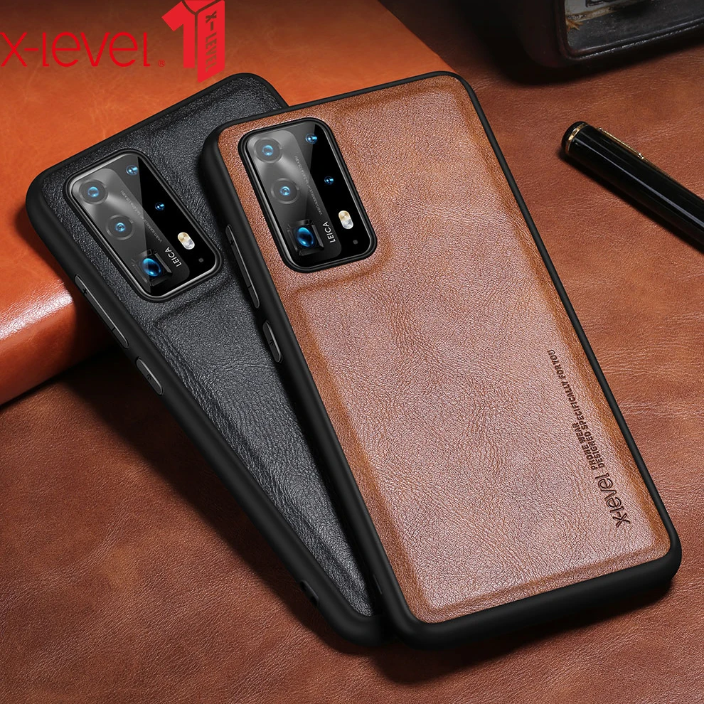 Кожаный чехол X Level для Huawei P40 Pro Plus P30 оригинальный мягкий силиконовый с краями