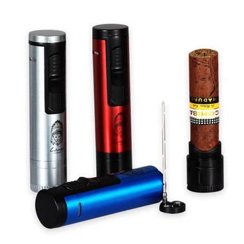 

Lubinski Windproof Jet Cigar Lighter Butane Gas Torch Lighter W/ Cigar Holder Stand Pocket Cigar Puncher Needle