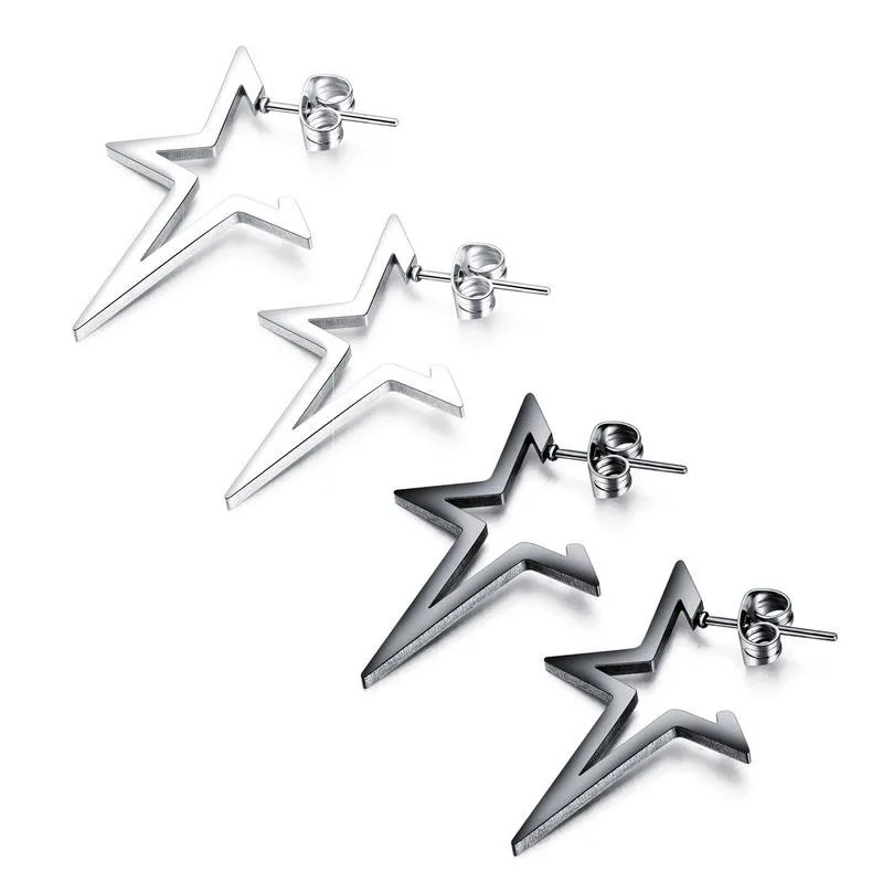 Korean Open Star Men's Earring Stainless Steel Punk Rock Hip-Hop Dangle Earrings Ear For Party Fashion Jewelry | Украшения и