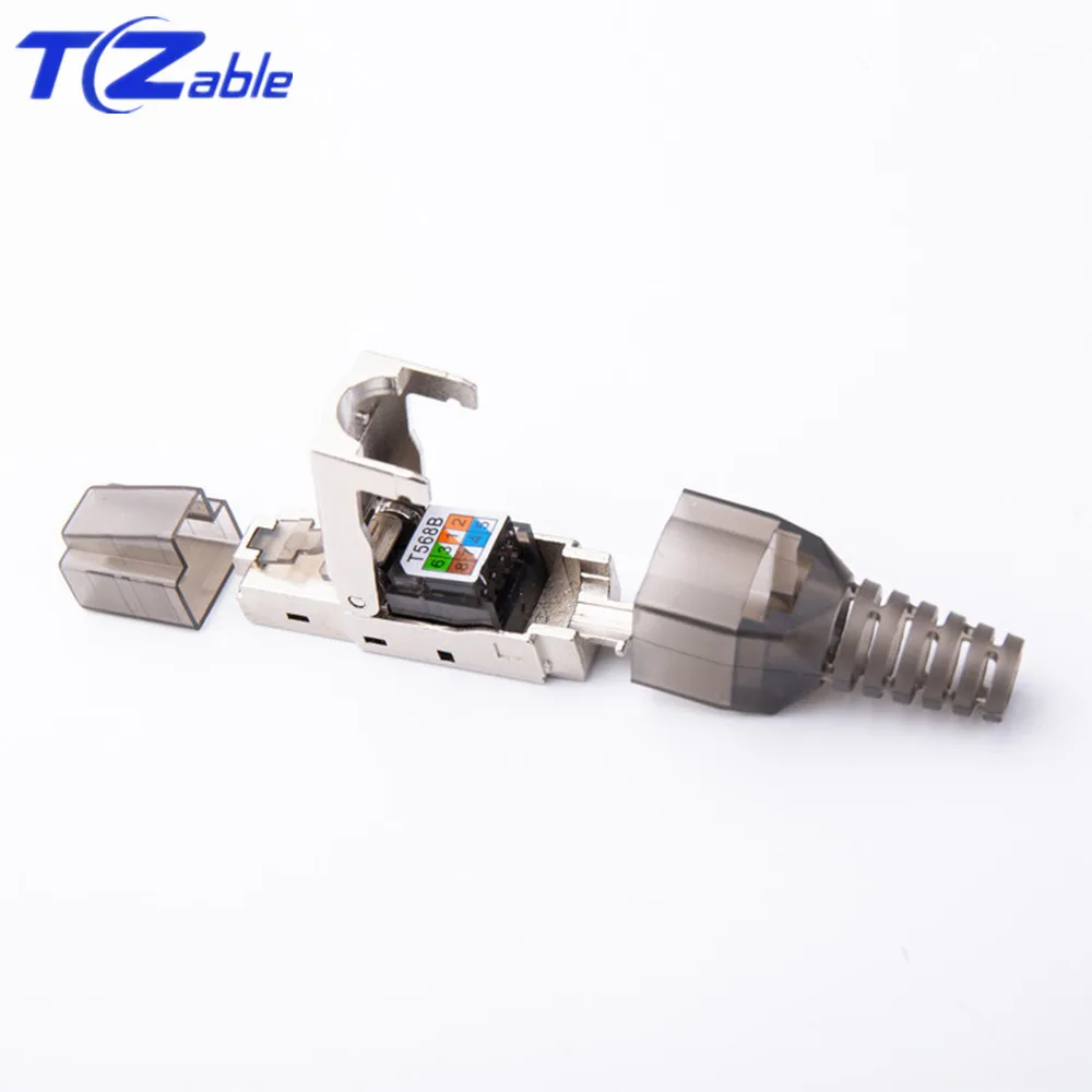 Cat6A RJ45 разъемы 10 Гбит/с экранированный RJ 45 обжимной Ethernet кабель металлический