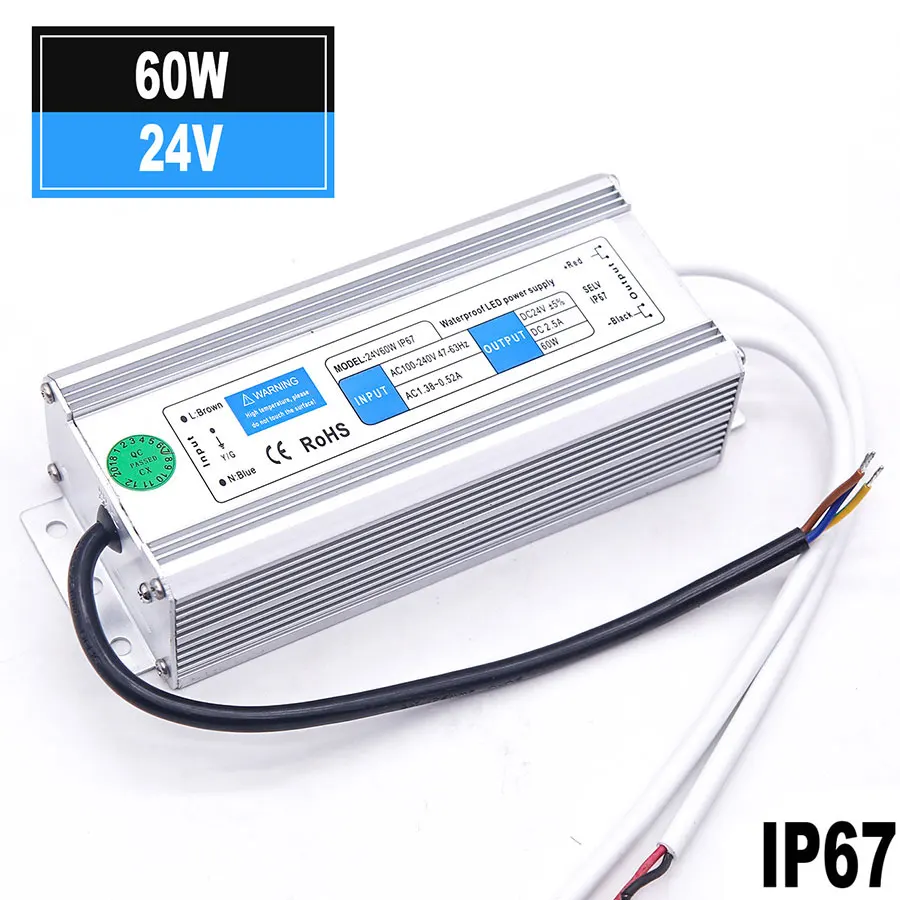 Waterproof IP67 LED Driver DC 12V 24V Lighting Transformer 10W 20W 30W 50W 80W 100W 120W 150W Power Supply for LED Strip Light (18)
